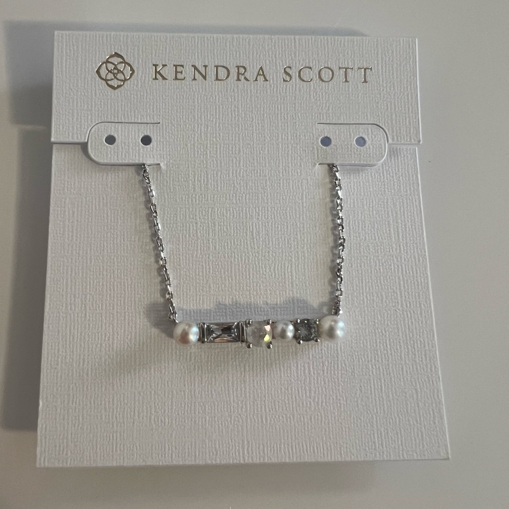 PROTO Kendra Scott Bar Necklace Rhodium in White Mix From Winter 2021